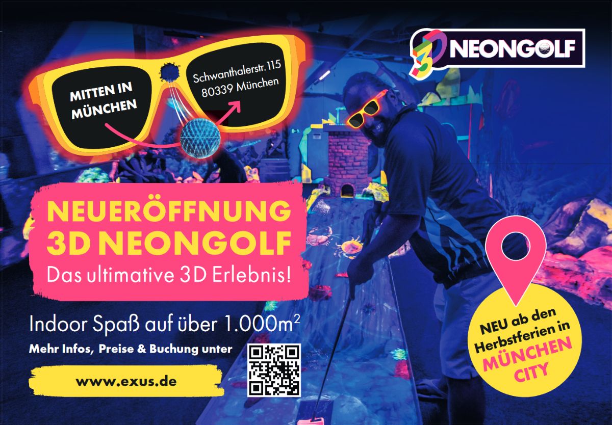 3D Neongolf - Schwarzlichtminigolf in München