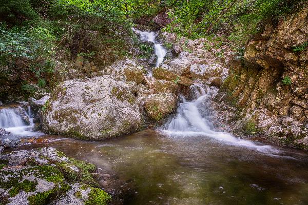 Wasserfall der Wiese am Wasserloch