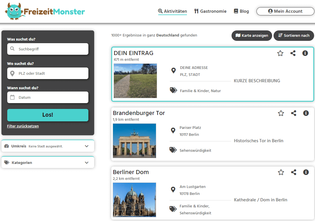 So kann Dein Eintrag aussehen So kann Dein Eintrag aussehen